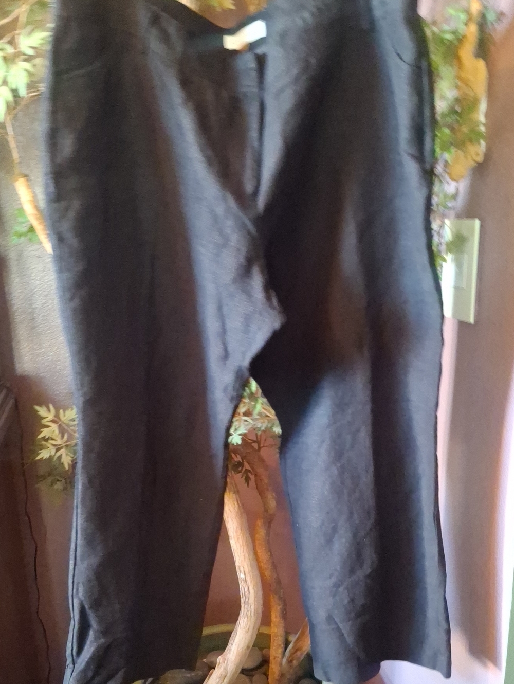 Calvin Klein Black Linen Crop Length Pants